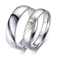 Simple Style Round Titanium Steel Plating Couple Rings main image 1