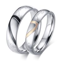 Simple Style Round Titanium Steel Plating Couple Rings main image 3