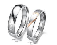 Simple Style Round Titanium Steel Plating Couple Rings main image 2