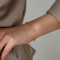304 Stainless Steel 18K Gold Plated Sweet Plating Solid Color Bracelets Necklace main image 5