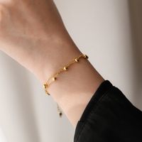 304 Stainless Steel 18K Gold Plated Sweet Plating Solid Color Bracelets Necklace main image 2