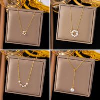 304 Stainless Steel 18K Gold Plated Simple Style Plating Round Flower Necklace main image 1