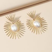 1 Pair Elegant Lady Geometric Inlay Alloy Artificial Pearls Drop Earrings main image 5