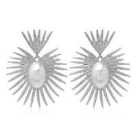 1 Pair Elegant Lady Geometric Inlay Alloy Artificial Pearls Drop Earrings main image 2