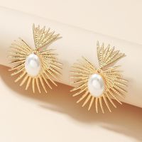 1 Pair Elegant Lady Geometric Inlay Alloy Artificial Pearls Drop Earrings main image 3