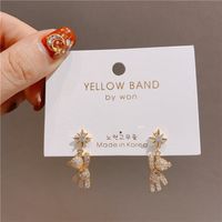 1 Pair Cute Streetwear Bear Plating Inlay Alloy Artificial Gemstones Drop Earrings sku image 2