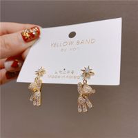 1 Pair Cute Streetwear Bear Plating Inlay Alloy Artificial Gemstones Drop Earrings main image 4