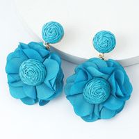 1 Pair Pastoral Streetwear Flower Cloth Raffia Drop Earrings main image 2