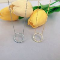 Simple Style Circle Sterling Silver Plating Inlay Zircon Pendant Necklace main image 1