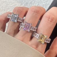 Elegant Square Sterling Silver Plating Inlay Zircon Rings main image 1