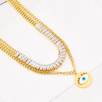304 Stainless Steel 18K Gold Plated Lady Plating Inlay Eye Artificial Diamond Bracelets Necklace main image 3
