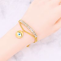 304 Stainless Steel 18K Gold Plated Lady Plating Inlay Eye Artificial Diamond Bracelets Necklace main image 6