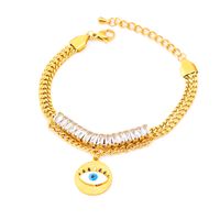 304 Stainless Steel 18K Gold Plated Lady Plating Inlay Eye Artificial Diamond Bracelets Necklace main image 5