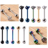 Simple Style Streetwear Solid Color Stainless Steel Plating Inlay Zircon Tongue Nail main image 1