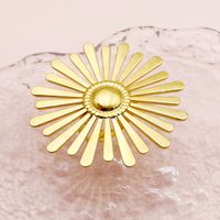 304 Stainless Steel 14K Gold Plated Vintage Style Plating Flower Open Rings main image 4