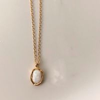 Retro Oval Sterling Silver Inlay Opal Stone Pendant Necklace sku image 1