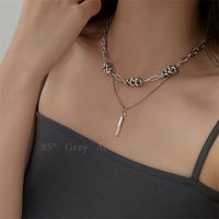 Simple Style Cool Style Geometric Alloy Titanium Steel Plating Unisex Layered Necklaces main image 5
