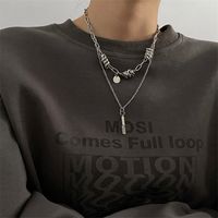 Simple Style Cool Style Geometric Alloy Titanium Steel Plating Unisex Layered Necklaces main image 4