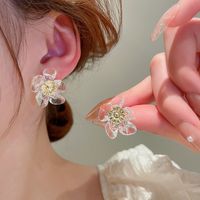 1 Pair Sweet Flower Arylic Alloy Ear Studs main image 3