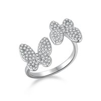 Elegant Lady Butterfly Sterling Silver Plating Inlay Rhinestones Open Rings main image 2