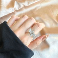 Elegant Lady Butterfly Sterling Silver Plating Inlay Rhinestones Open Rings main image 4