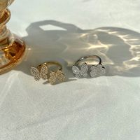 Elegant Dame Schmetterling Sterling Silber Überzug Inlay Strasssteine Offener Ring main image 3