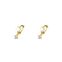 1 Pair Simple Style Heart Shape Inlay Sterling Silver Zircon Drop Earrings main image 2