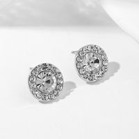 1 Pair Simple Style Round Inlay Alloy Zircon Ear Studs main image 5