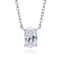 Elegant Glam Oval Sterling Silber Inlay Diamant Mit Hohem Kohlenstoffgehalt Halskette Mit Anhänger main image 3