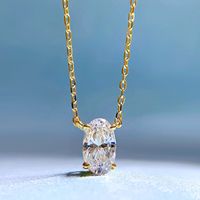 Elegant Glam Oval Sterling Silber Inlay Diamant Mit Hohem Kohlenstoffgehalt Halskette Mit Anhänger sku image 2