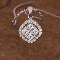 Elegant Simple Style Rhombus Sterling Silver Plating Inlay Zircon Pendant Necklace sku image 1