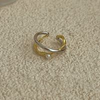 Simple Style Color Block Sterling Silver Inlay Pearl Rings sku image 1