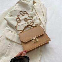 Women's Medium Pu Leather Solid Color Streetwear Square Lock Clasp Shoulder Bag Crossbody Bag Chain Bag sku image 5