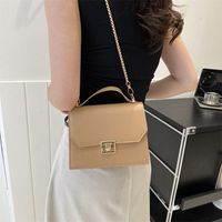 Women's Medium Pu Leather Solid Color Streetwear Square Lock Clasp Shoulder Bag Crossbody Bag Chain Bag main image 4