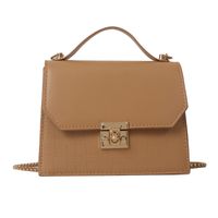 Women's Medium Pu Leather Solid Color Streetwear Square Lock Clasp Shoulder Bag Crossbody Bag Chain Bag main image 2