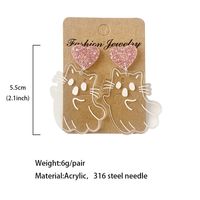 1 Pair Simple Style Cat Patchwork Arylic Drop Earrings main image 2