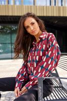 Women's Blouse Long Sleeve Blouses Printing Button Simple Style Printing Color Block main image 5