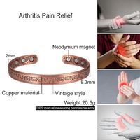 Streetwear Solid Color Copper Magnetic Unisex Bangle main image 3