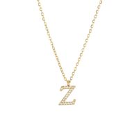Simple Style Letter Stainless Steel Plating Inlay Zircon White Gold Plated Gold Plated Pendant Necklace main image 3