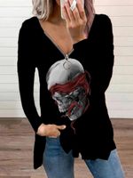 Women's T-shirt Long Sleeve T-shirts Printing Punk Wings Skull main image 3