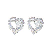 1 Pair Sweet Heart Shape Plating Inlay Alloy Rhinestones Silver Plated Ear Studs main image 2
