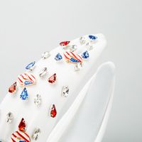 Ethnic Style Water Droplets American Flag Alloy Cloth Inlay Rhinestones Hair Band main image 3