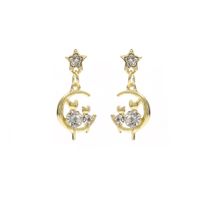 1 Pair Sweet Artistic Star Moon Cat Three-dimensional Hollow Out Inlay Alloy Artificial Diamond Drop Earrings main image 4