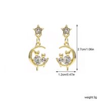 1 Pair Sweet Artistic Star Moon Cat Three-dimensional Hollow Out Inlay Alloy Artificial Diamond Drop Earrings main image 2