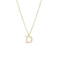 Simple Style Letter Stainless Steel Plating Inlay Zircon White Gold Plated Gold Plated Pendant Necklace sku image 3