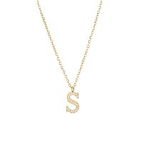 Simple Style Letter Stainless Steel Plating Inlay Zircon White Gold Plated Gold Plated Pendant Necklace sku image 18