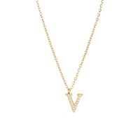 Simple Style Letter Stainless Steel Plating Inlay Zircon White Gold Plated Gold Plated Pendant Necklace sku image 20