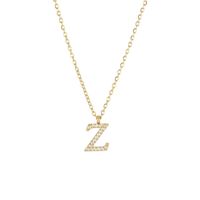 Simple Style Letter Stainless Steel Plating Inlay Zircon White Gold Plated Gold Plated Pendant Necklace sku image 23