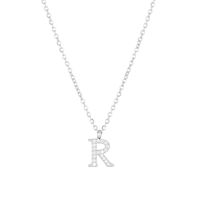 Simple Style Letter Stainless Steel Plating Inlay Zircon White Gold Plated Gold Plated Pendant Necklace sku image 41