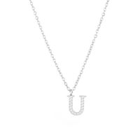Simple Style Letter Stainless Steel Plating Inlay Zircon White Gold Plated Gold Plated Pendant Necklace sku image 44